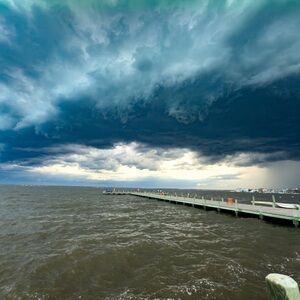 Dramatic Sky Over Pier photograph art photo 8.5x11